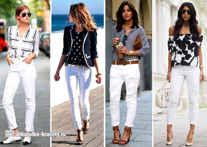 с чем носить белые джинсы для женщин